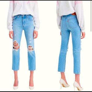 Levis Premium 501 Original Cropped distressed Ankle Jeans Size 27